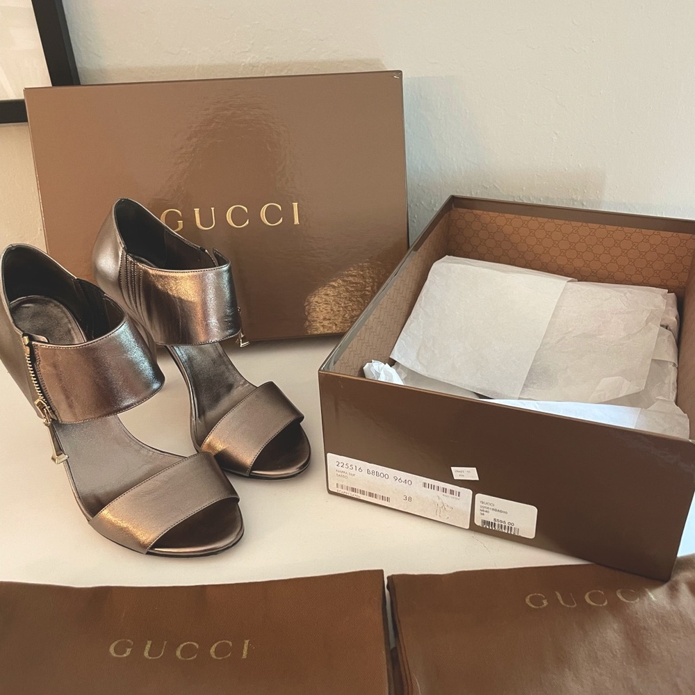 Metallic Gucci Sandals